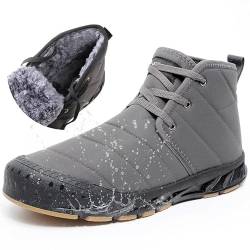 MIFAWA Winterschuhe Herren Schneestiefel Winterstiefel Warm Gefüttert Kurzschaft Stiefel Wasserdicht Leicht Winter Outdoor Boots Bequem Rutschfeste Schnürsenkel Schneeschuhe (Grau 45EU) von MIFAWA