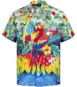 MIKENKO 80er 90er Jahre Hawaii-Hemd für Herren Lustiges Button-Down-Shirt Big and Tall Kurze Ärmel Button Up Shirts für Männer Frauen, Papagei 02, S von MIKENKO
