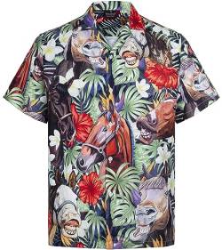 MIKENKO Lustiges Hawaii-Hemd für Herren, kurzärmelig, mit Knopfleiste, Strand, Sommer, Button-Down-Hawaii-Hemd für Männer und Frauen, Pferd 01, L von MIKENKO