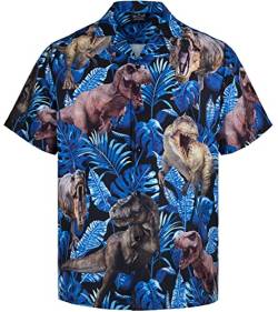 MIKENKO Lustiges Hawaiihemd Tropisch Kurzarm Sommer Strand Button Down Bier Bigfoot Hawaiihemden für Männer 3XL 4XL, D - Dunkelblau, XXL von MIKENKO