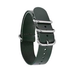 MILNBJK Jeniko 14mm 16mm 18mm 20mm 22mm 24mm Leder Uhrenarmband Männer Frauen Silber Schwarz Ring Schnalle Handgelenk Armband Band Zubehör(Color:Green S,Size:18mm) von MILNBJK