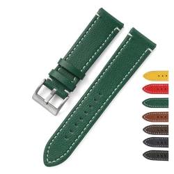 MILNBJK Jeniko Doppelseitiges Leder 18mm 20mm 22mm 24mm Armband Schnellverschluss Uhrenarmband Herren Damen Gelb Rot Schwarz Uhrenzubehör(Color:Green,Size:20mm) von MILNBJK