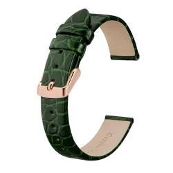 MILNBJK Jeniko Echtes Leder-Uhrenarmband For Damen Und Herren, 8 Mm, 10 Mm, 12 Mm, 14 Mm, 16 Mm, 18 Mm, 19 Mm, 20 Mm, Ersatzarmband, Edelstahl-Schnalle(Color:Green-Rosegold,Size:12mm) von MILNBJK