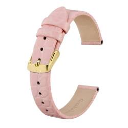 MILNBJK Jeniko Echtes Leder-Uhrenarmband For Damen Und Herren, 8 Mm, 10 Mm, 12 Mm, 14 Mm, 16 Mm, 18 Mm, 19 Mm, 20 Mm, Ersatzarmband, Edelstahl-Schnalle(Color:Pink-Gold,Size:8mm) von MILNBJK