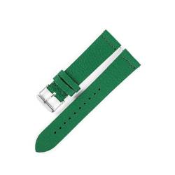 MILNBJK Jeniko Weiches Echtleder-Uhrenarmband, 18 Mm, 19 Mm, 20 Mm, 22 Mm, Herren-Damen-Dornschließe, Litschi-Muster, Rindsleder-Uhrenarmband(Color:Green,Size:19mm) von MILNBJK