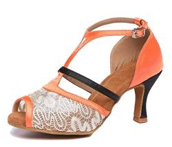 MINITOO Dance Shoes with Heels for Women T-Strap Elegant Party Sandals L561 Orangegelb 42.5 von MINITOO