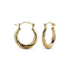 Miore Ohrringe Damen klassische glänzend gedrehte Creolen aus Gelbgold 14 Karat/ 585 Gold, Ohrschmuck 2x13mm von MIORE