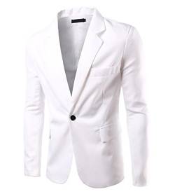 MISSMAO Herren Casual Beiläufiger ein Knopf Stilvoller Anzug Jacken Mantel Blazer ab Geschäft Anzugjacken Weiß XL von MISSMAO