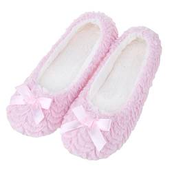 MIXIN Hausschuhe Damen Warm Weiche Pantoffel Home Ballerina Slippers für Drinnen Rosa EU 39 von MIXIN