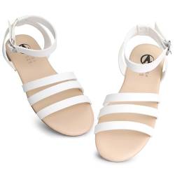 MIXIN Mädchen Sandalen Open Toe Strappy Sommer Schuhe Kleid Sandalen für Mädchen Weiß 28 von MIXIN