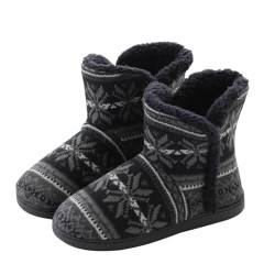 MIXSEN Hausschuhe Damen Herren Hüttenschuhe Winter Warme Plüsch Hausschuhe Stiefel Flauschige Gefüttert Hausstiefel Kuschelige Pantoffeln(Schwarz,43-44EU) von MIXSEN