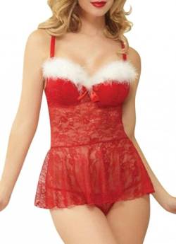 MIZSPISE Sexy Outfit Für Damen Weihnachten Extrem Reizwäsche Weihnachtskleid Mollig Erotisch Sex Outfit Kleid XXL Christmas Dessous Set Negligee Weihnachtskleider (enges Kleid, Einheitsgröße) von MIZSPISE