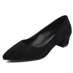 MJIASIAWA Damen Buro Abend Kleid Pointed Toe Ohne Verschluss Blockabsatz Pumps Soft Party Mode Mitte Absatz Pumps Schwarz Gr 46 EU/48 Asiatisch von MJIASIAWA