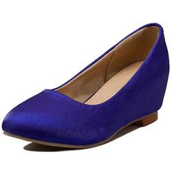 MJIASIAWA Damen Closed Toe Leisure Ohne Verschluss Keilabsatz Pumps Comfy Mitte Absatz Abend Kleid Soft Bridal Mode Pumps Blau Gr 47 EU/49 Asiatisch von MJIASIAWA