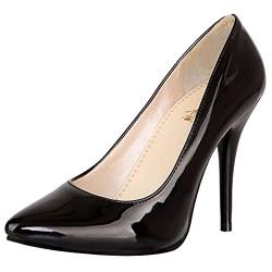 MJIASIAWA Stiletto Damen Pointed Toe Kleid Ohne Verschluss Pumps Mode Abend Höhe Ferse Formal Bridesmaid Schuhe Schwarz Gr 38 EU/39 Asiatisch von MJIASIAWA