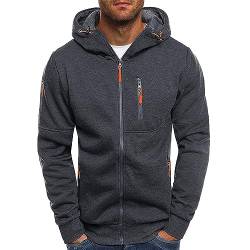 Befristetes Angebot Hoodie Herren Oversize Sweatjacke Mit Reißverschluss Casual Langarm Sweatshirt Jacke Zip Up Männer Leicht Kapuzenjacke Outdoor Sportjacke Kapuzenpullover Warm Übergangsjacke von MJIQING