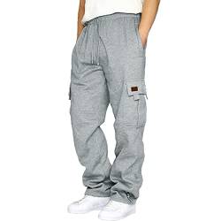 MJIQING Black Friday Jogginghose Herren Baggy Laufhose Lang Baumwolle Sweatpants Elastische Taille Jogging Hosen Weites Bein Sporthose Locker Winter Männer Sweathose Mit Taschen Kanaken Pants von MJIQING