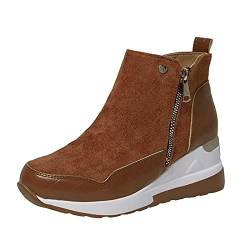 Chelsea Boots Damen Damen Chelsea Boots, Frauen Stiefeletten,wechselfußbett,Fitting Damen Stiefeletten Beige Gummistiefel Breiter Fuß Ankle Boots Damen von MJISG