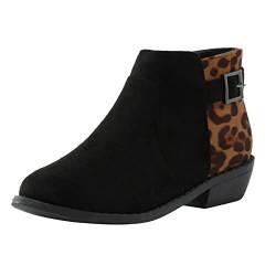 Damen Schuhe Stiefeletten Damen Chelsea Boots, Frauen Stiefeletten,wechselfußbett,Fitting Chelsea Boots Damen Weite H Gummistiefel Damen Schwarz Lack Stiefeletten Damen Flach Winter von MJISG