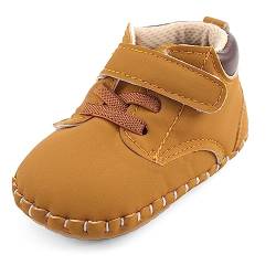 MK MATT KEELY Baby Jungen Lauflernschuhe 1 Jahr PU Leder Krabbelschuhe mit Weiche Anti-Rutsch Sohle,Gelb,3-6 Monate von MK MATT KEELY