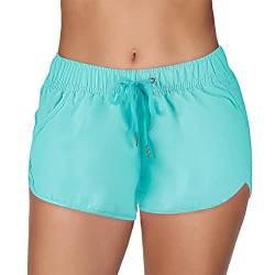 MK MATT KEELY Badehose Damen Sommerliche Badeshorts Schnell Trocknendes Strand Hosen mit Kordelzug und Taschen,Grün,34(XS) von MK MATT KEELY