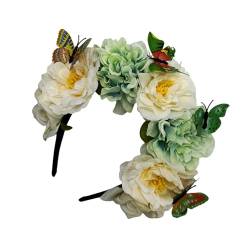 Zarte Blume, ethnisches Mädchen, Cosplay, Fee, Haarreif, Braut, Hochzeit, Stirnband mit realistischem Schmetterlings-Dekor von MLWSKERTY