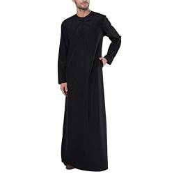 Casual Loose Muslim Arab Dubai Robe Langarm-Reißverschlusshemd für Herren Herren Hemd Gemustert von MMOOVV