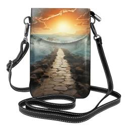 MMSJSBVY Underwater World Dolphins Coral Flap Phone Crossbody Bag für Damen, modisch bedrucktes Leder, Handy-Geldbörse mit Riemen, Divided Sea Pathway, Einheitsgröße von MMSJSBVY