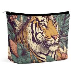 MNBVKL Kosmetiktasche, Motiv: tropischer Tiger, Kosmetiktasche, niedliche Kosmetiktasche, Hand-Kosmetiktasche, tropischer Tiger, Einheitsgröße, Tropischer Tiger, Einheitsgröße von MNBVKL