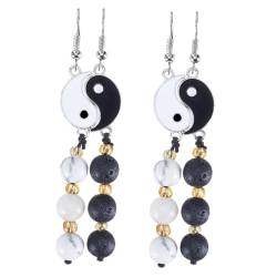 MOBUTOFU 2 Paar Klatsch Ohrringe kolczyki damskie Mode-Ohrringe Religiöse Ohrringe Yin-Yang-Schmuck Damen Ohrringe passende Ohrringe Tai Chi Yin Yang Ohrringe Ohr Zubehör Zinklegierung Weiß von MOBUTOFU