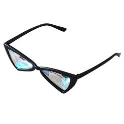 MOBUTOFU Katzenaugen Sonnenbrille Schwarz Kreative Polygon Oberfläche Anti UV Retro Vintage Stil Für Damen Und Herren 1 Stück von MOBUTOFU