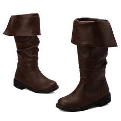 Cos Renaissance-stiefel,western-ritterstiefel, Mittelalterliche Piratenstiefel,flache Jazz-stiefel,männlich Und Weiblich, Zum Anziehen In Der Mitte Der Wade, Gothic-stiefel,cosplayer(48, Brown) von MODADA