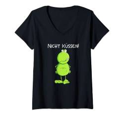 Damen Nicht Küssen Frosch I Froschkönig für Frosch Freunde T-Shirt mit V-Ausschnitt von MODARTIS - Lustige Frösche T-Shirts & Geschenke