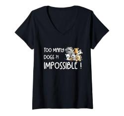 Damen Drolliger Hundehaufen I Too Many Dogs Hunde Spruch T-Shirt mit V-Ausschnitt von MODARTIS