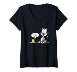 Damen Vogel Und Katze Kommunikation Fremdsprache T-Shirt mit V-Ausschnitt von MODARTIS