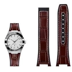 MODBAND Armband aus echtem Leder mit Silikonbasis für das Uhrenarmband der Omega Constellation-Serie Perfect Observatory 131.13 Manhattan-Serie(Brown white NO) von MODBAND