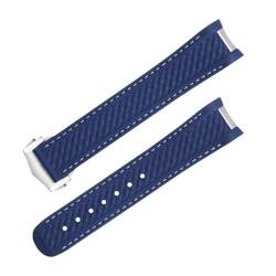 MODBAND Fluorkautschuk mit gebogenem Ende für Omega-Armband Seamaster 300 AQUA TERRA AT150 8900 Uhr Weiches Armband Herren Ersatz(Blue9) von MODBAND