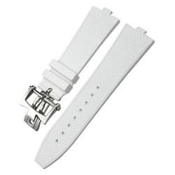 MODBAND Konvexe Fluorkautschuk-Uhrenarmbänder, 24–7 mm, passend für Vacheron Constantin Overseas, Schnellwechselvorrichtung, blau-schwarz-orangefarbenes Armband(Whtie Style2) von MODBAND