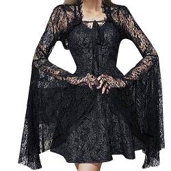 MODSGUE Sexy Goth Spitzenbolero Spitzen Bolero Shrug Damen Gothic Oberteil Leichte Sommer Shrugs Schwarz Sommerjacke von MODSGUE