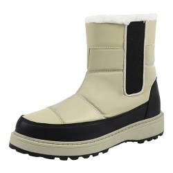 MODSGUE Winterstiefel Damen Winter Warm Gefütterte Winterschuhe Damen Schneestiefel Wasserdicht Einfarbig Schnee Regen Mittelhoher Stiefel Outdoor von MODSGUE