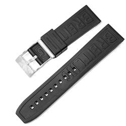 MOHDHAF-Für Breitling Navitimer Avenger Dornschließe Uhrenarmbänder Silikon Uhrenarmband 22 mm 24 mm buntes Armband（Schwarze Silberfarbene Schnalle，22 mm） von MOHDHAF