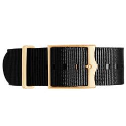 MOHDHAF-Militärisches Nylon-Uhrenarmband für Tudor-Uhrenarmband, 22 mm, französische Truppen, Nato-Zulu-Fallschirm-Armband, Zubehör（Black Gold Clasp，20 mm） von MOHDHAF