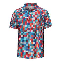 Herren Golf Polo Shirts Dry Fit Kurzarm Gedruckt Performance Casual Golf Polo Shirts für Männer, 03# Mosaik, 4X-Groß von MOHEEN