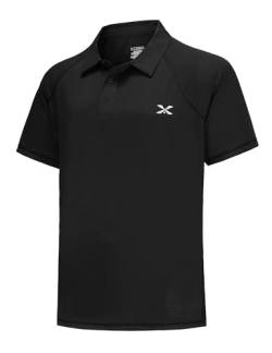 MOHEEN Herren-Poloshirt, kurzärmelig, leicht, feuchtigkeitsableitend, Performance-Golf-Shirt, einfarbig, 12174# Schwarz, 3X-Groß von MOHEEN