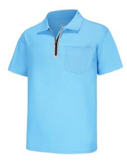 MOHEEN Herren-Poloshirt, kurzärmelig, leicht, feuchtigkeitsableitend, Performance-Golf-Shirt, einfarbig, #12253 Hellblau, 4X-Groß von MOHEEN