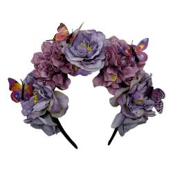 Blumen-Cosplay-Stirnband für Mädchen, verstellbar, ethnischer Haarreif, Hochzeit, Party, Braut, Haarschmuck von MOIDHSAG