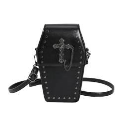 Rivet Handtasche Crossbody Tasche Sarg geformte Tasche für Frauen vielseitige Geldbörse trendige Tasche Halloween Gothic Tasche Handytasche, Schwarz von MOIDHSAG