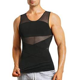 MOLUTAN Herren Kompressionsshirt Slimming Body Shaper Vest Sleeveless Undershirt Tank Top Bauchkontrolle Shapewear für Herren, schwarz, Mittel von MOLUTAN