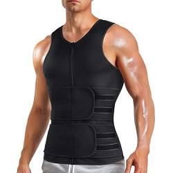 Saunaweste für Herren mit Taillentrainer Reißverschluss Neopren Sauna Schweiß Anzug Tank Top Workout Taille Trimmer Weste von MOLUTAN