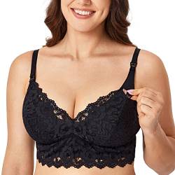 MOMANDA Damen Still BH Spitze Bralette Gepolsterter Kabelloser Umstands BHS Stillen Schwarz 75C von MOMANDA